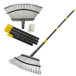 Garden Leaf Rake Heavy Duty 25 Tines 18 inch Wide Yard Lawn Adjustable NEW
